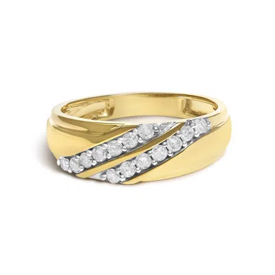 Haus Of Brilliance Men's 14k Yellow Gold Plated Sterling Silver 3/8 Cttw Diamond Crossover Band Ring
