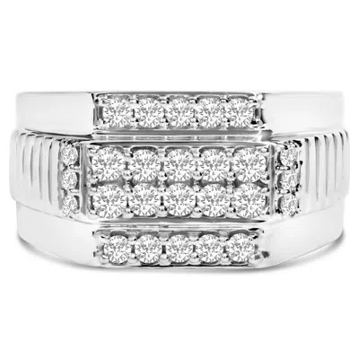 Haus Of Brilliance Silver 1.00 Cttw Diamond Multi Row Band Ring In Metallic