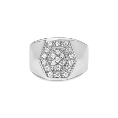 Haus Of Brilliance Men's .925 Sterling Silver 1/2 Cttw Multi-diamond Hexagon Frame Ring (i-j Color, I3 Clarity) In Metallic