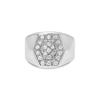 Haus Of Brilliance Men's .925 Sterling Silver 1/2 Cttw Multi-diamond Hexagon Frame Ring In White