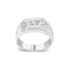Haus Of Brilliance Men's .925 Sterling Silver 1/3 Cttw Diamond Channel Set 3 Stone Ring Band In White