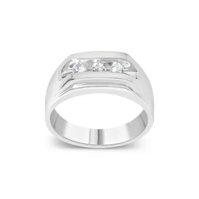 Haus Of Brilliance Men's .925 Sterling Silver 1/3 Cttw Diamond Channel Set 3 Stone Ring Band In White