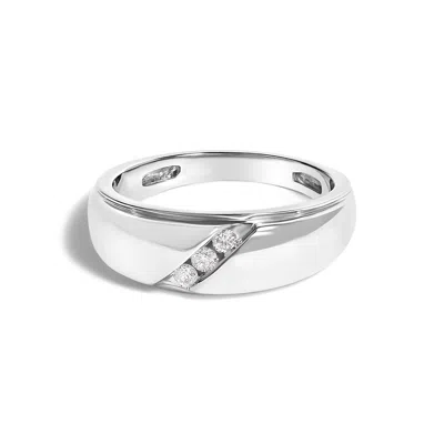 Haus Of Brilliance Men's .925 Sterling Silver 1/6 Cttw 3 Stone Diamond Band Ring