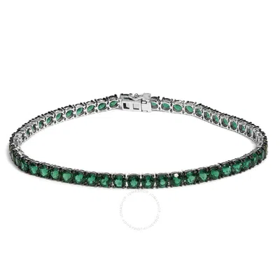 Haus Of Brilliance Men's .925 Sterling Silver Created Green Emerald Tennis Bracelet - 8.5" Inches In White