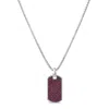 Haus Of Brilliance Men's .925 Sterling Silver Created Red Ruby Dog Tag Pendant Necklace - 22" Inches In White