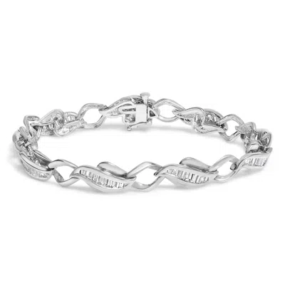 Haus Of Brilliance Platinum 2 1/5 Cttw Baguette Diamond Channel Link Bracelet In White