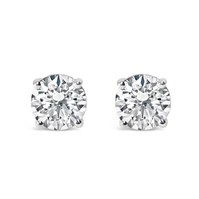 Haus Of Brilliance Platinum 3.00 Cttw Round Lab Grown Diamond Solitaire Stud Earrings In Silver