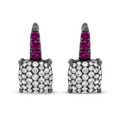 Haus Of Brilliance Black Rhodium Plated 18k White Gold 7/8 Cttw Round Diamond And Graduated Red Ruby