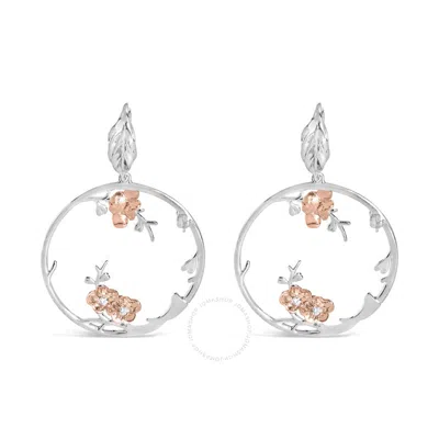 Haus Of Brilliance Rose Gold Plated .925 Sterling Silver 1/10 Cttw Diamond Floral Hoop Earrings (i-j In Two-tone
