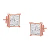 Haus Of Brilliance Rose Gold Plated Sterling Silver Diamond Composite Stud Earrings In Multi