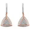 Haus Of Brilliance Rose Gold Plated Sterling Silver Round Cut Diamond Fashion Dangle Earrings In Multi