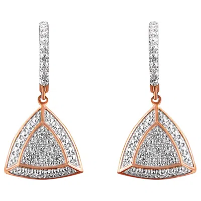 Haus Of Brilliance Rose Gold Plated Sterling Silver Round Cut Diamond Fashion Dangle Earrings In Multi