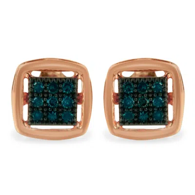 Haus Of Brilliance Rose Plated Sterling Silver Rose Cut Treated Diamond Stud Earring In Multi
