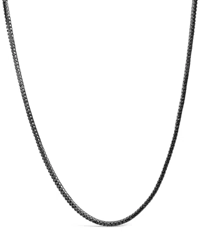 Haus Of Brilliance Silver 0.11 Ct. Tw. Onyx Tennis Necklace In Black