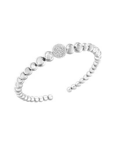 Haus Of Brilliance Silver 0.15 Ct. Tw. Diamond Bangle Bracelet In Metallic