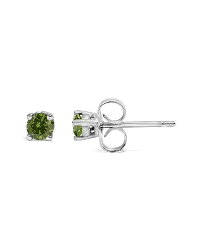 Haus Of Brilliance Silver 0.15 Ct. Tw. Diamond Stud Earrings In White