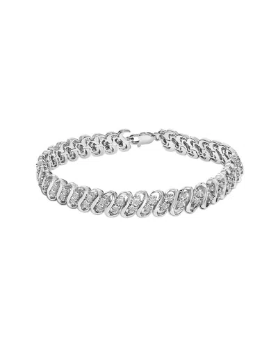 Haus Of Brilliance Silver 0.25 Ct. Tw. Diamond Link Bracelet In Metallic