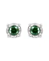 Haus Of Brilliance Sterling Silver Rose Cut Treated Green Diamond Solitaire Stud Earrings In Metallic