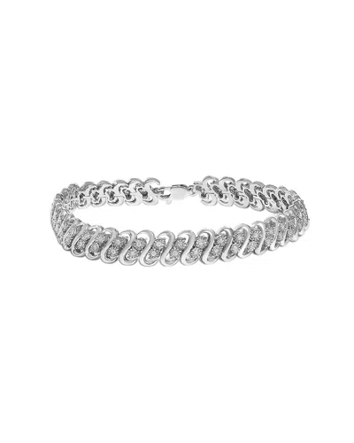 Haus Of Brilliance Silver 0.51 Ct. Tw. Diamond Link Bracelet In Metallic