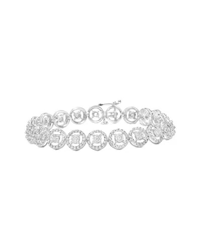 Haus Of Brilliance Silver 0.55 Ct. Tw. Diamond Link Bracelet In Metallic