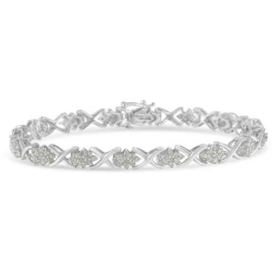 Haus Of Brilliance Silver 1-1/2 Cttw Diamond Cluster X Link Tennis Bracelet In Metallic