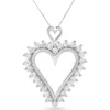 Haus Of Brilliance .925 Sterling Silver 1 3/4 Cttw Round Diamond Lined Open Heart Pendant 18" Necklace In Metallic