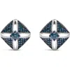 Haus Of Brilliance Silver 1.0 Ct Blue Diamond Studded Rhombus Stud Earring In Blue