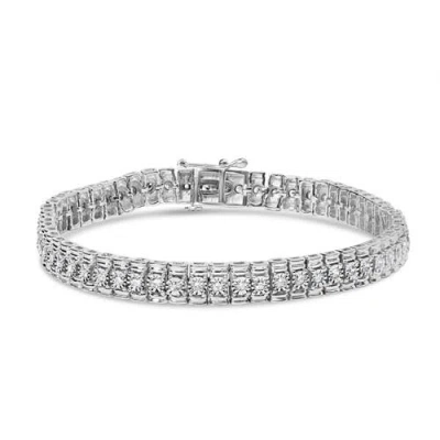Haus Of Brilliance .925 Sterling Silver 1.0 Cttw Diamond Collar Line Link Bracelet In White