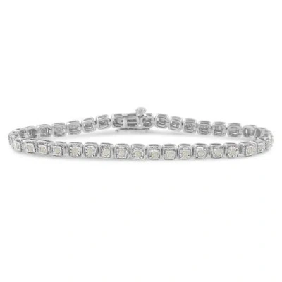 Haus Of Brilliance Silver 1.0 Cttw Diamond Miracle-set Square Milgrain Link Tennis Bracelet In Gray
