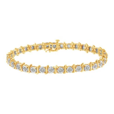 Haus Of Brilliance Silver 1.0 Cttw Diamond S-curve Link Miracle-set Tennis Bracelet In Gold