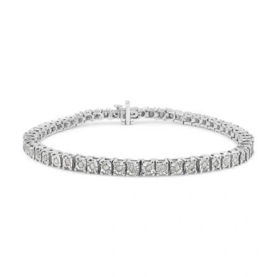 Haus Of Brilliance Silver 1.0 Cttw Rustic Diamond Square Frame Miracle-set Tennis Bracelet In Gold