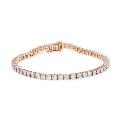 Haus Of Brilliance Silver 1.0 Cttw Rustic Diamond Tennis Bracelet In Gold