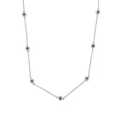 Haus Of Brilliance Silver 1.0 Cttw Treated Blue Diamond Bezel Station Necklace In Metallic