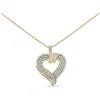 Haus Of Brilliance Silver 1.00 Cttw Baguette Diamond Composite Open Heart Pendant Necklace In Metallic