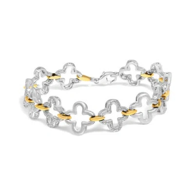 Haus Of Brilliance .925 Two-tone Sterling Silver 1/10 Cttw Natural Round Diamond Fashion Tennis Bracelet In Metallic