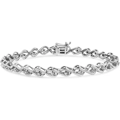 Haus Of Brilliance .925 Sterling Silver 1/10 Cttw Round-cut Diamond Link Bracelet In White