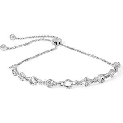 Haus Of Brilliance .925 Sterling Silver 1/2 Cttw Diamond Alternating Circle And Kite Link Adjustable Bolo Bracelet In Multi