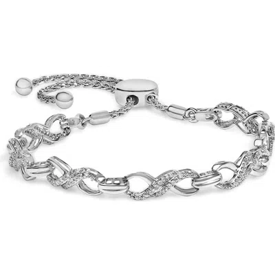 Haus Of Brilliance .925 Sterling Silver 1/2 Cttw Diamond Infinity Link Bolo Bracelet In Metallic