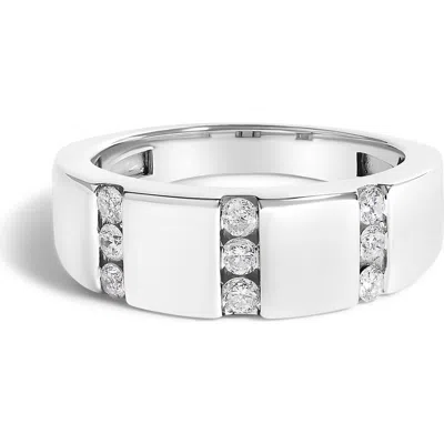 Haus Of Brilliance Men's .925 Sterling Silver 1/2 Cttw Diamond Triple Three Stone Row Band Ring In White