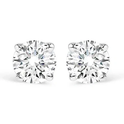 Haus Of Brilliance Silver 1/2 Cttw Lab Grown Diamond Classic Stud Earrings In Neutral