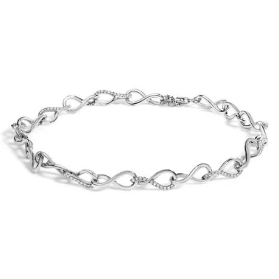 Haus Of Brilliance Silver 1/2 Cttw Linked Infinity Anklet In Gray