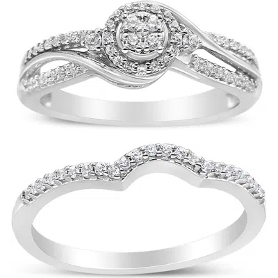 Haus Of Brilliance Silver 1/3 Cttw Diamond Bridal Set Ring And Band In White
