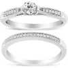 Haus Of Brilliance Silver 1/3 Cttw Diamond Engagement Ring Bridal Set With Milgrain In Brown