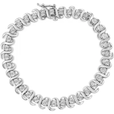 Haus Of Brilliance .925 Sterling Silver 1/3 Cttw Miracle-set Diamond "s" Link Tennis Bracelet In White