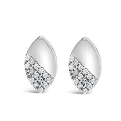 Haus Of Brilliance Silver 1/6 Ct Diamond And Mirror Polish Pear Shape Stud Earrings In White
