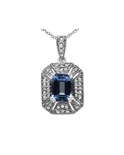Haus Of Brilliance Silver 1.60 Ct. Tw. Diamond & Topaz Pendant Necklace In Metallic