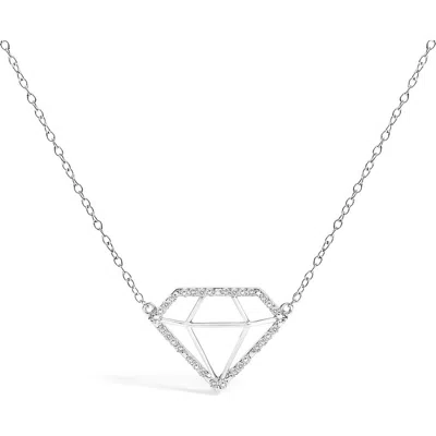HAUS OF BRILLIANCE HAUS OF BRILLIANCE SILVER 1/7 CTTW LAB GROWN DIAMOND DIAMOND SHAPED PENDANT NECKLACE