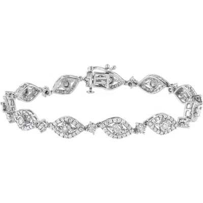 Haus Of Brilliance .925 Sterling Silver 2 1/2 Cttw Diamond Pear Shaped And Bezel Link Bracelet In White