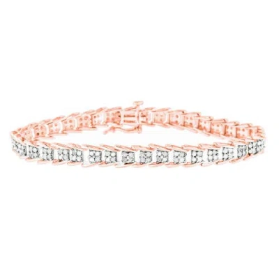 Haus Of Brilliance .925 Sterling Silver 2.0 Cttw Diamond Fan-shaped Fancy Chevron Link Tennis Bracelet In Multi