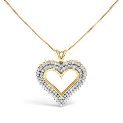 Haus Of Brilliance Silver 2.00 Cttw Diamond Heart Pendant Necklace In Gold